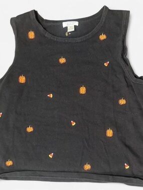 Black Pumpkin & Candy Corn Tank Top